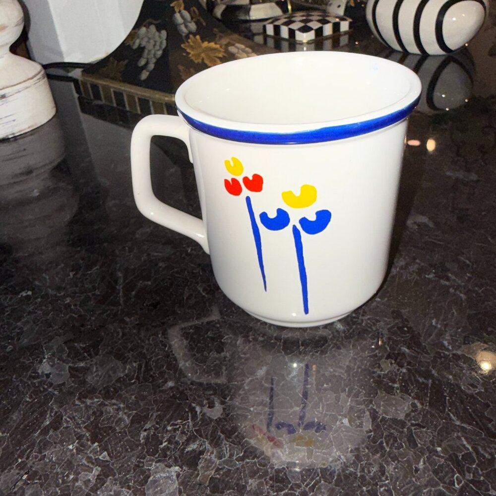 Riva Designs Tulip Tyme Coffee Tea Cup Floral Mug 3.5" Retro Diner Grandma Core